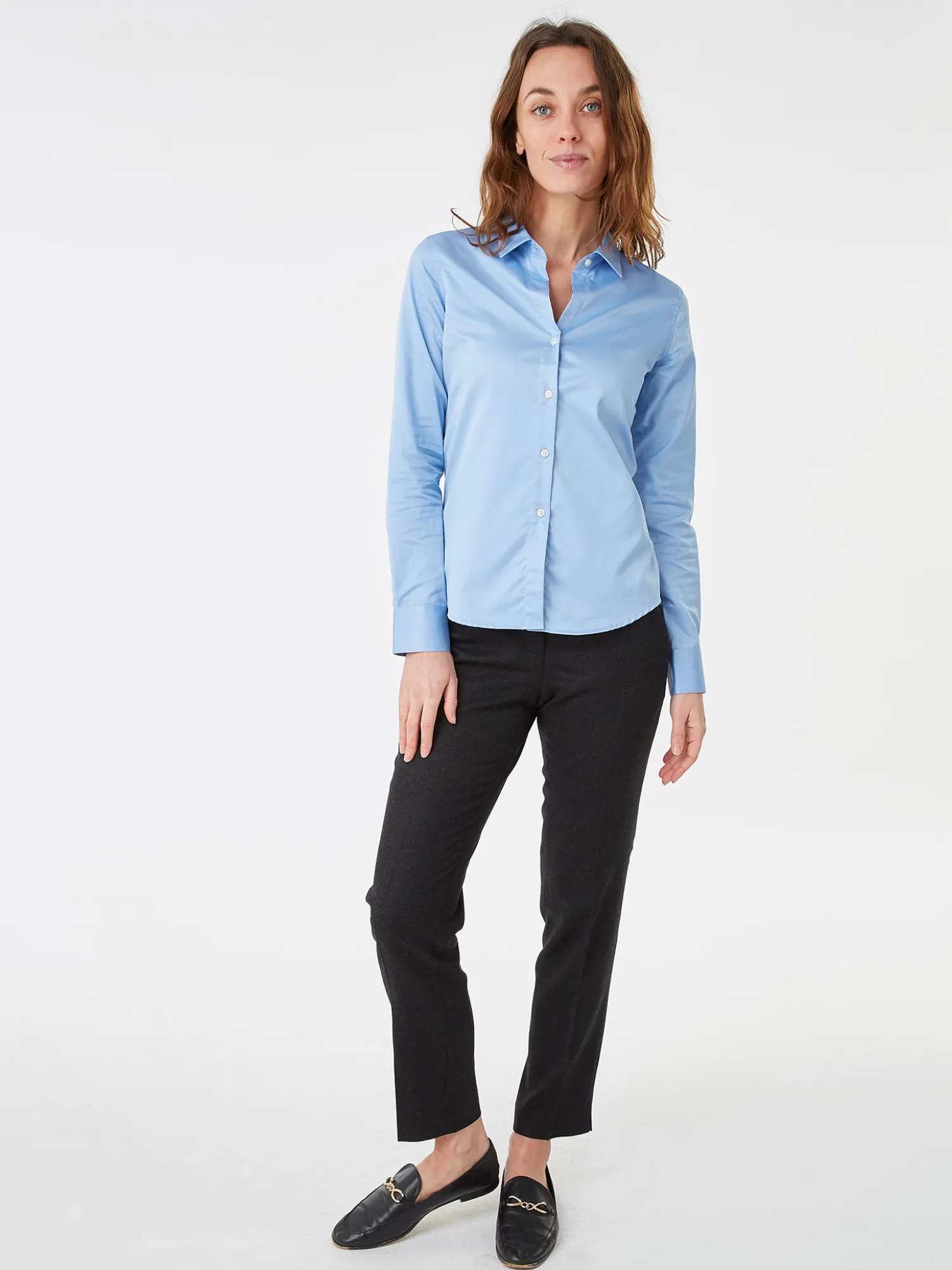 Femme Bruce Field Chemisier cintré Thyna en pure coton uni et décolleté profond