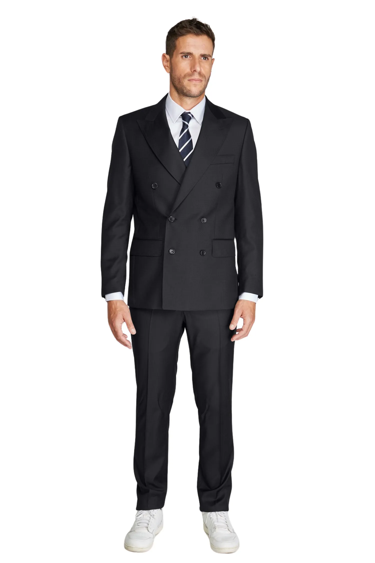 Homme Bruce Field Costume Mathieu coupe croisée moderne pur laine Vitale Barberis Canonico