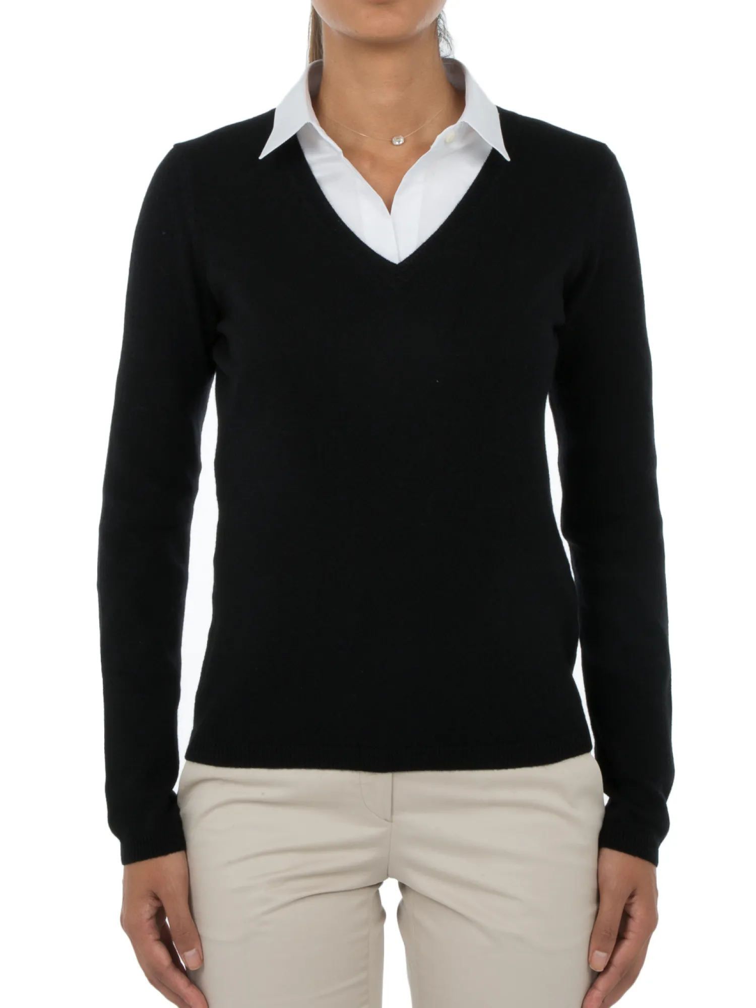 Femme Bruce Field Pull fermme col V en laine et cachemire jauge 12 Maeva