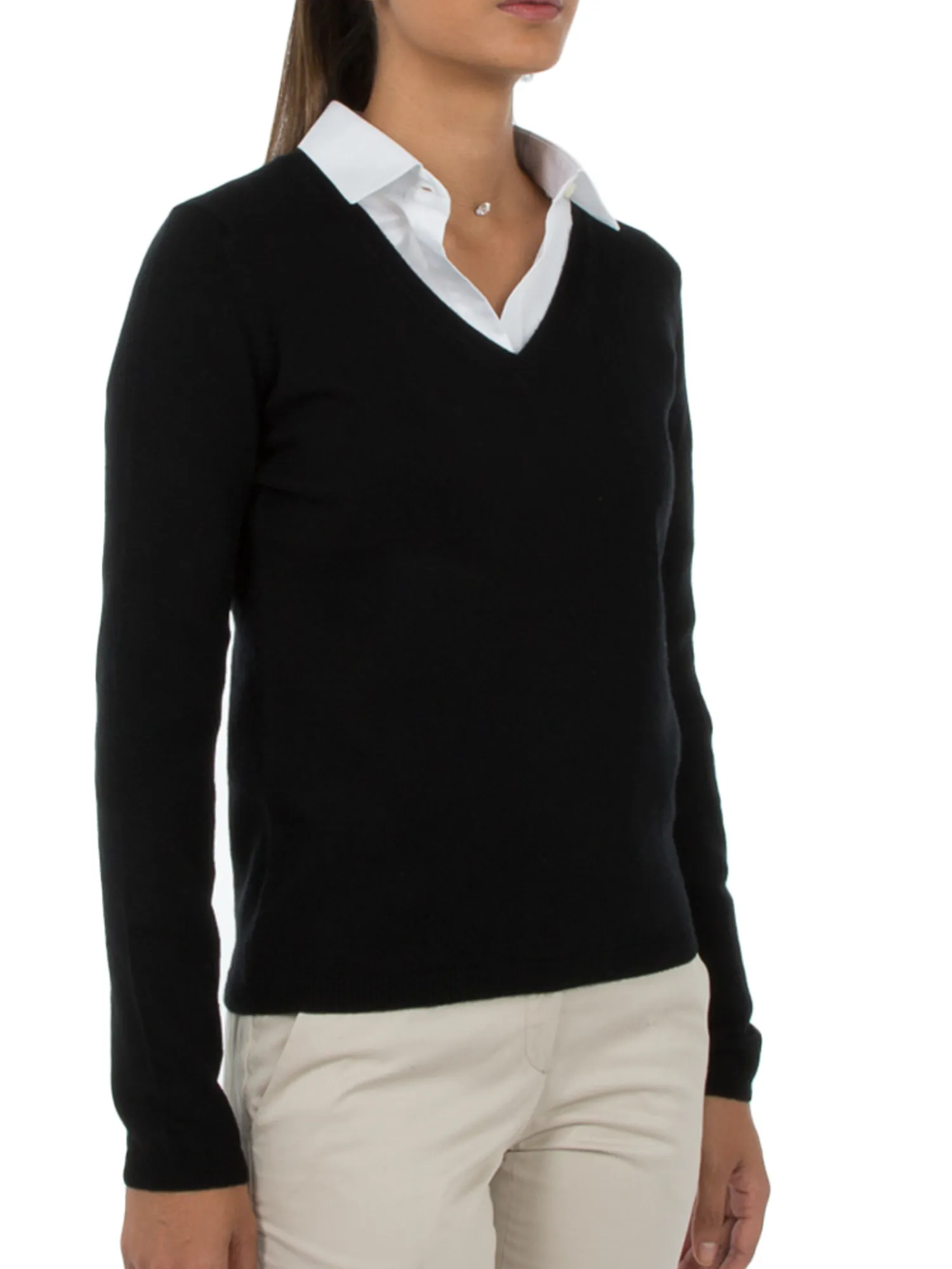 Femme Bruce Field Pull fermme col V en laine et cachemire jauge 12 Maeva