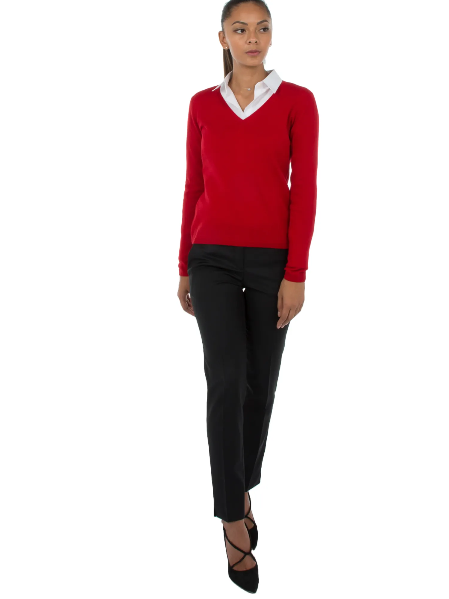 Femme Bruce Field Pull fermme col V en laine et cachemire jauge 12 Maeva