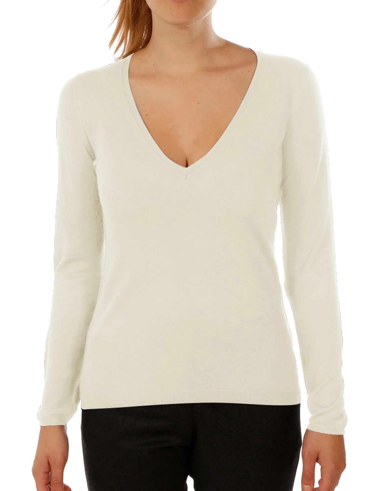 Femme Bruce Field Pull maille Virginie en bambou cachemire col V