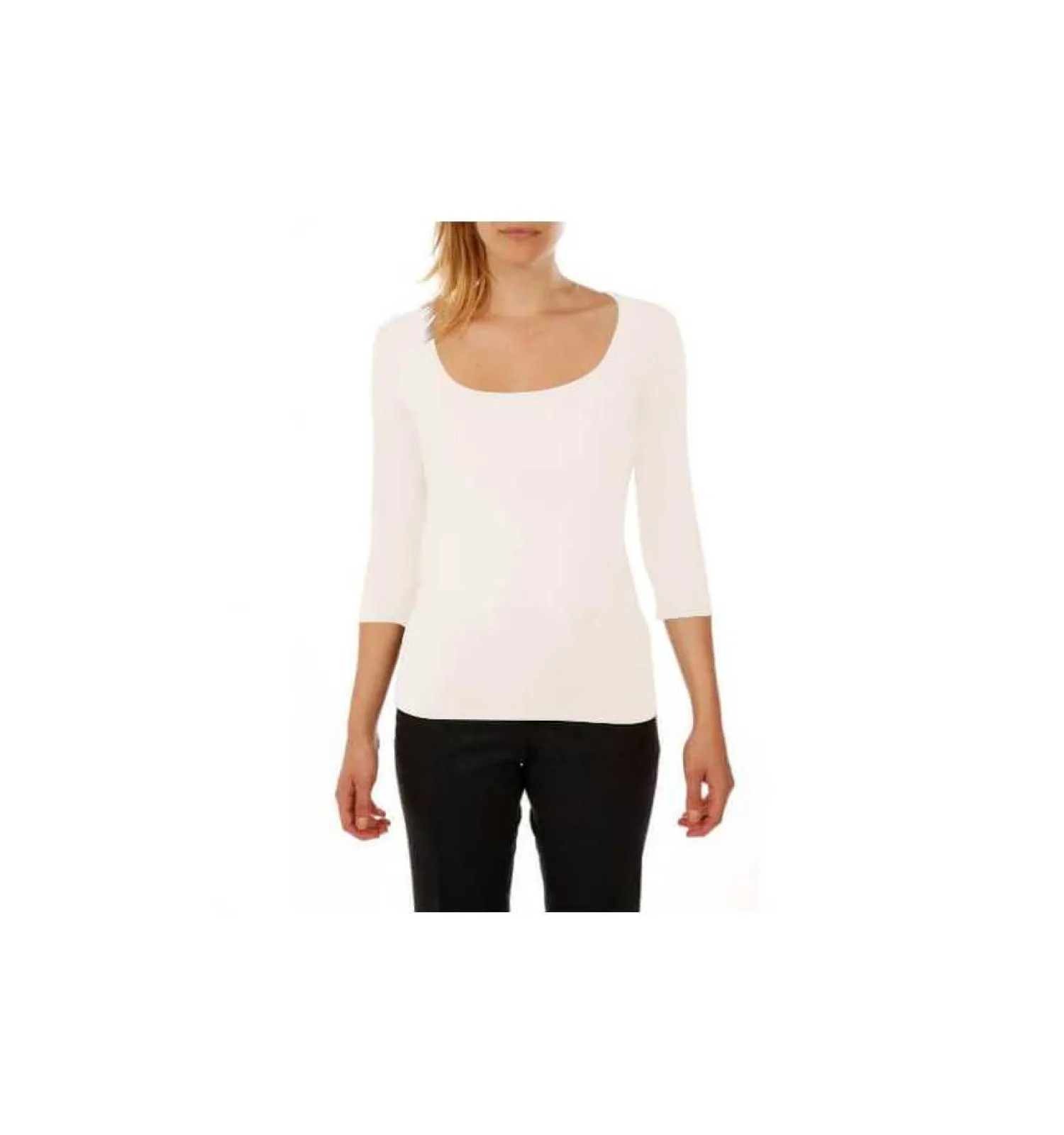 tshirt_stretch_col_carr_manches__carry_3.webp Femme Bruce Field T-shirt stretch col carré manches 3/4 Carry