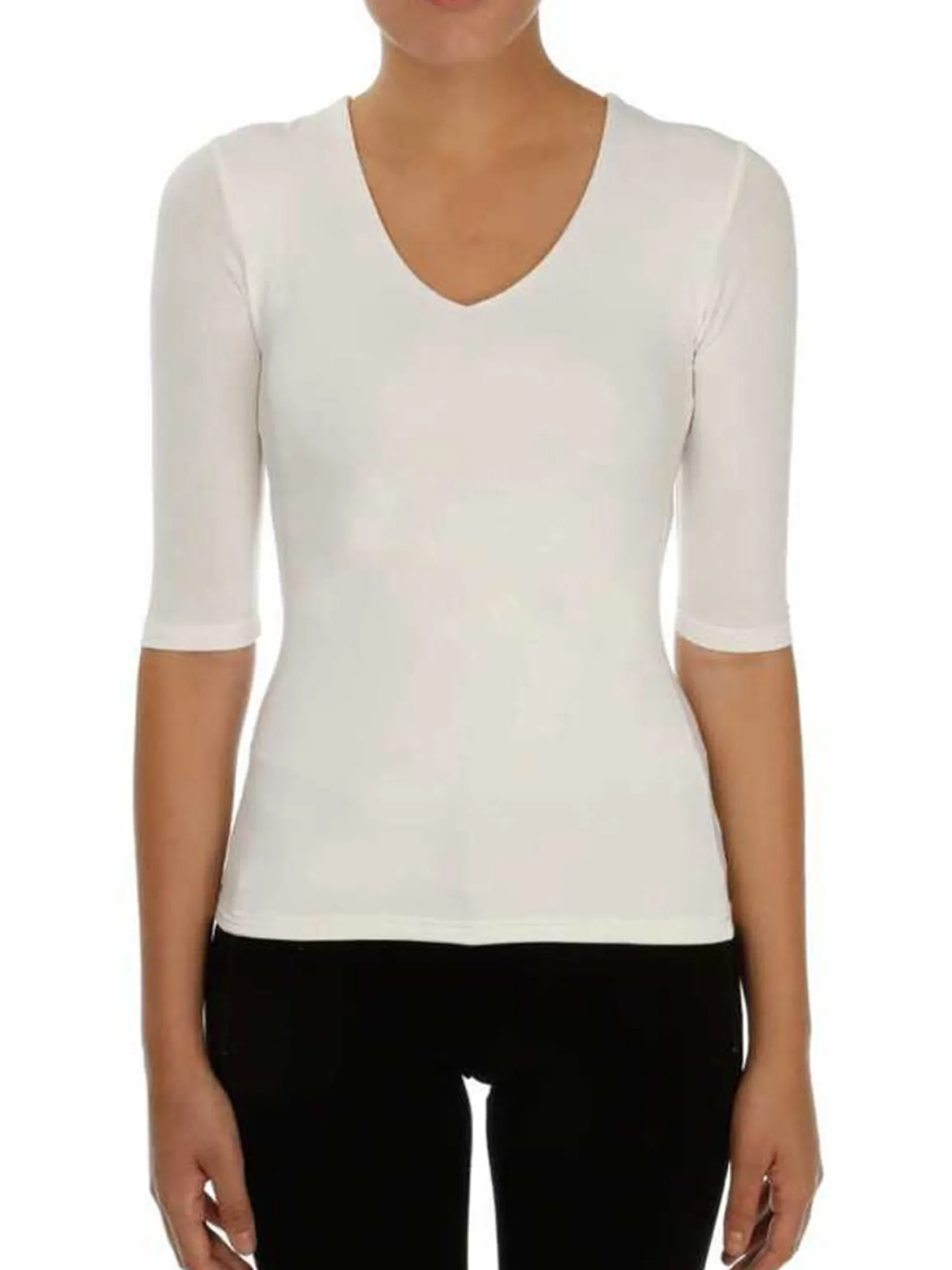 tshirt_stretch_col_v_manches__courtney_3.webp Femme Bruce Field T-shirt stretch col V manches 3/4 Courtney